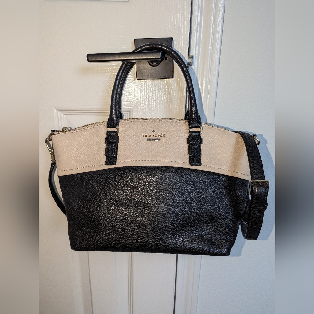 Kate Spade Jackson Street Small Dixon, Pebble Leather, Colorblock Black & Cream